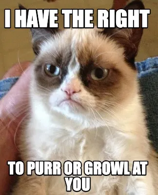 I HAVE THE RIGHT TO PURR OR GROWL AT YOU