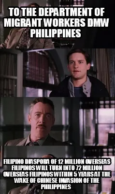 To The Department Of Migrant Workers Dmw Philippines Filipino Diaspora Of 12 Mil