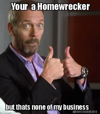 Funny Your a Homewrecker but thats none of my business