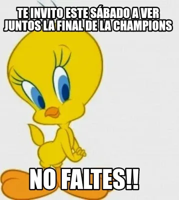Te invito este sábado a ver juntos la final de la champions No faltes!!