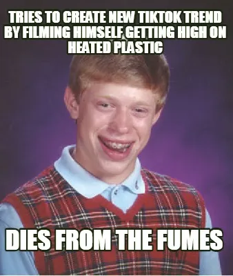 Funny tries to create new tiktok trend by filming himself getting high on heated plast