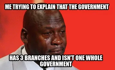 Funny Me trying to explain that the government Has 3 branches and isn't one whole gove