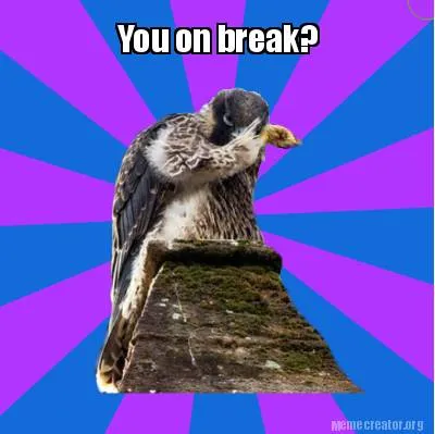 You on break?