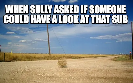 Funny when sully asked if someone could have a look at that sub