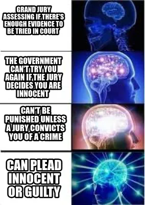 Funny Grand jury assessing if there's enough evidence to be tried in court the govern