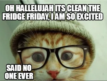 Oh Hallelujah its Clean the Fridge Friday, I am so excited Said NO ONE EVER