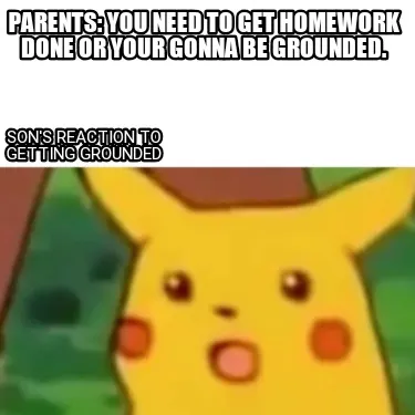 Funny PArents: you need to get homework done or your gonna be grounded. Son's reaction