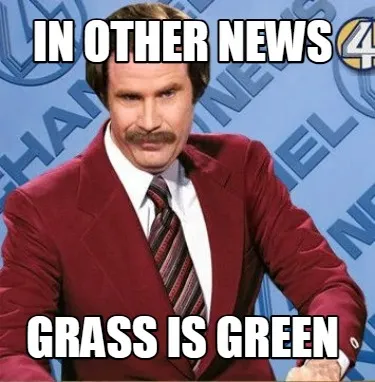 Funny IN OTHER NEWS grass is green