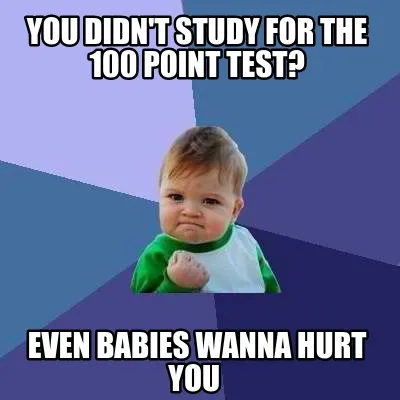 You didn't study for the 100 point test? even babies wanna hurt you