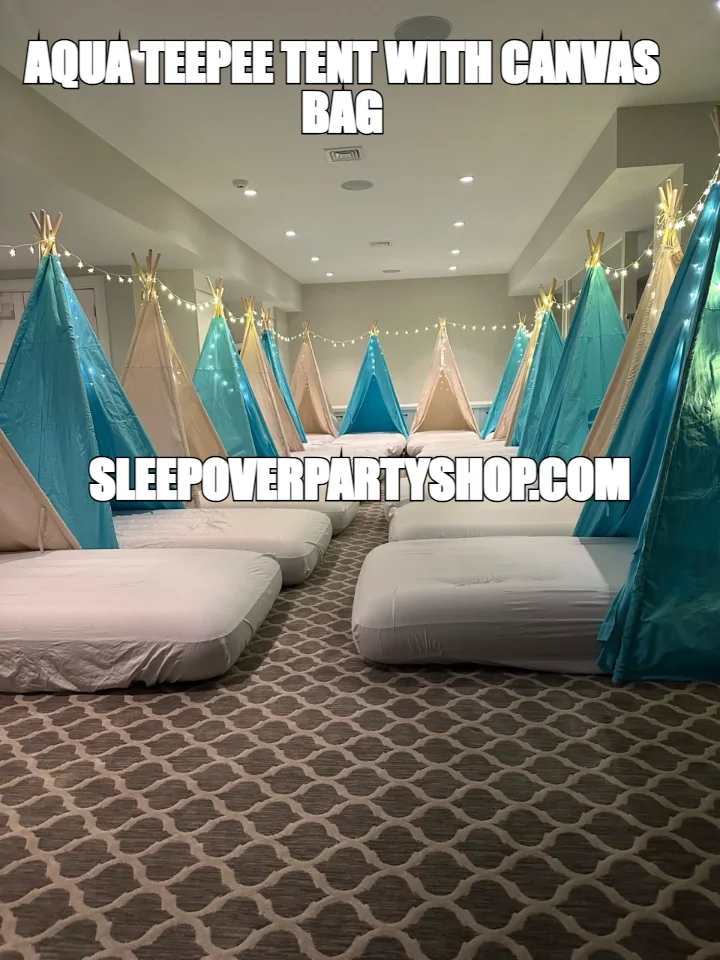 AQUA TEEPEE TENT WITH CANVAS BAG — SLEEPOVERPARTYSHOP.COM