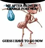 ME AFTER BEING IN CHARGE FOREVER — GUESS I HAVE TO GO NOW