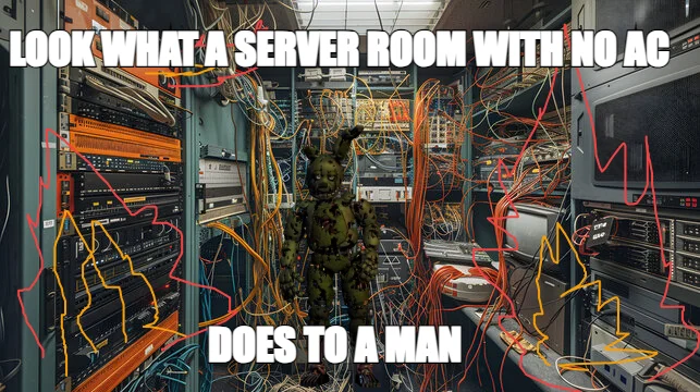 LOOK WHAT A SERVER ROOM WITH NO AC — DOES TO A MAN
