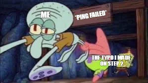 *PING FAILED* — ME — THE TYPO I MADE
ON STEP 2