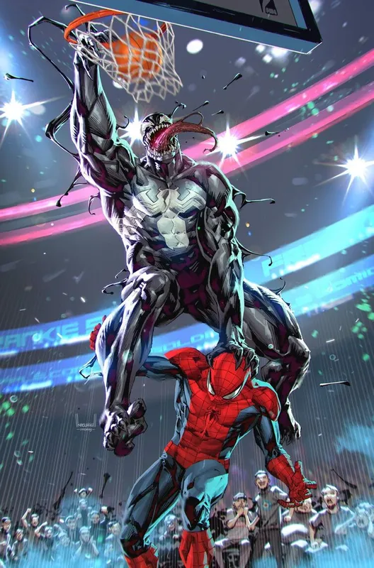 Venom dunking on Spiderman